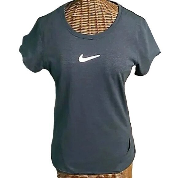Nike Dri-fit Gray Stripe Crewneck T-shirt - Picture 1 of 7